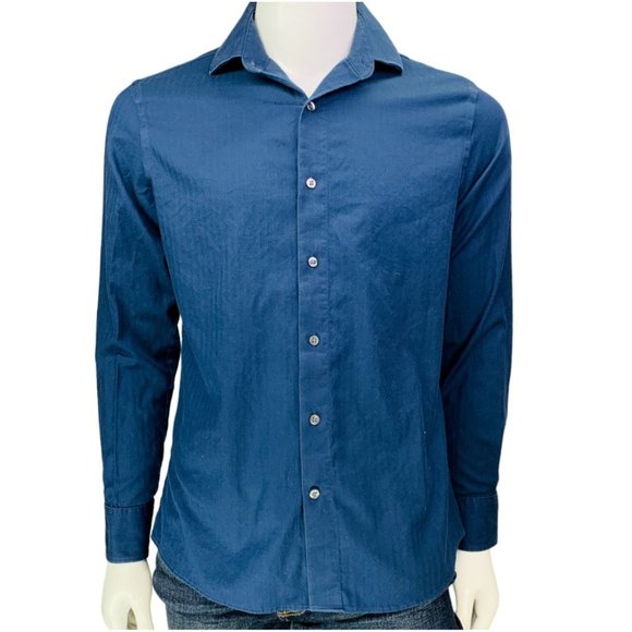 Bonobos Shirts Free Ship Bonobos Shirt Tailored Fit Herringbone Navy Stretch Woven M Reg